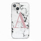 Marble Effect Pink Initial Personalised iPhone 13 TPU Impact Case with White Edges