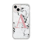 Marble Effect Pink Initial Personalised iPhone 14 Plus Clear Tough Case Starlight