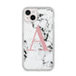 Marble Effect Pink Initial Personalised iPhone 14 Plus Glitter Tough Case Starlight