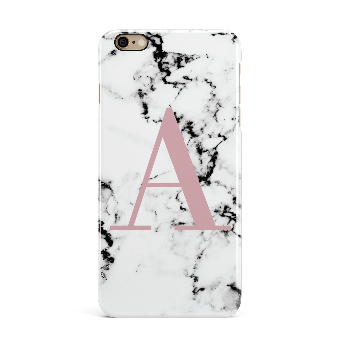 Marble Effect Pink Initial Personalised iPhone 6 Plus 3D Snap Case on Gold Phone