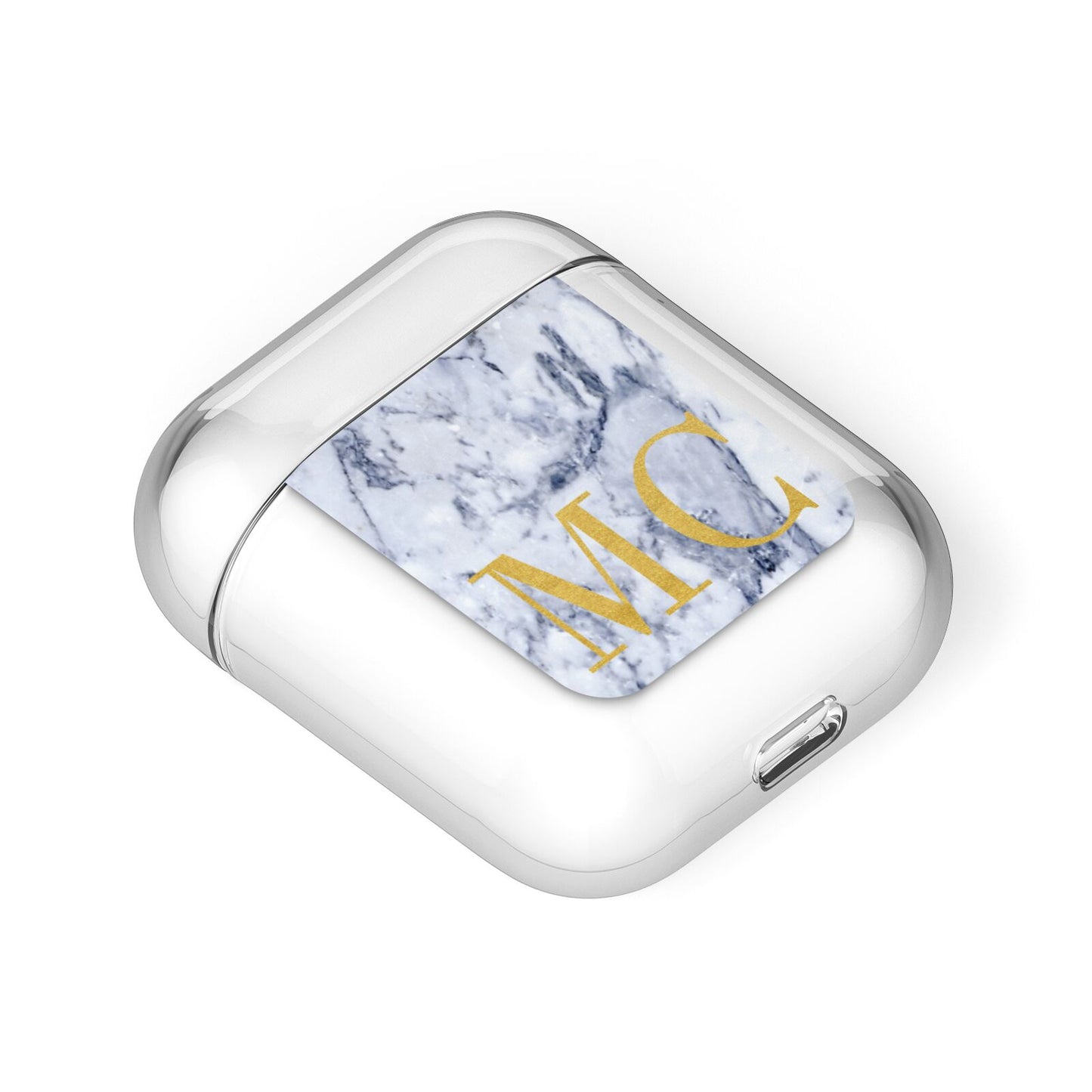 Marble Gold Initial Personalised AirPods Case Laid Flat