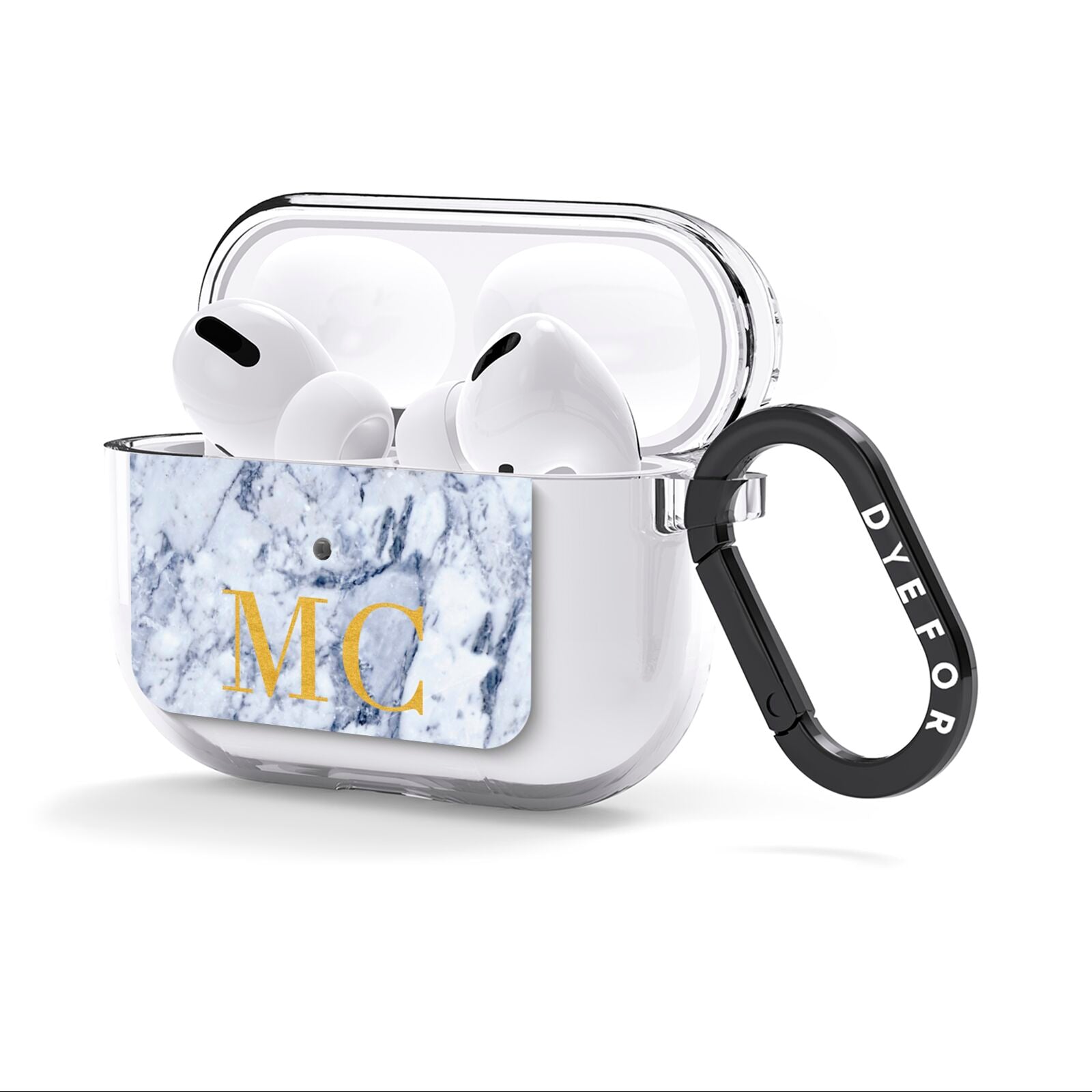 Marble Gold Initial Personalised AirPods Clear Case 3rd Gen Side Image
