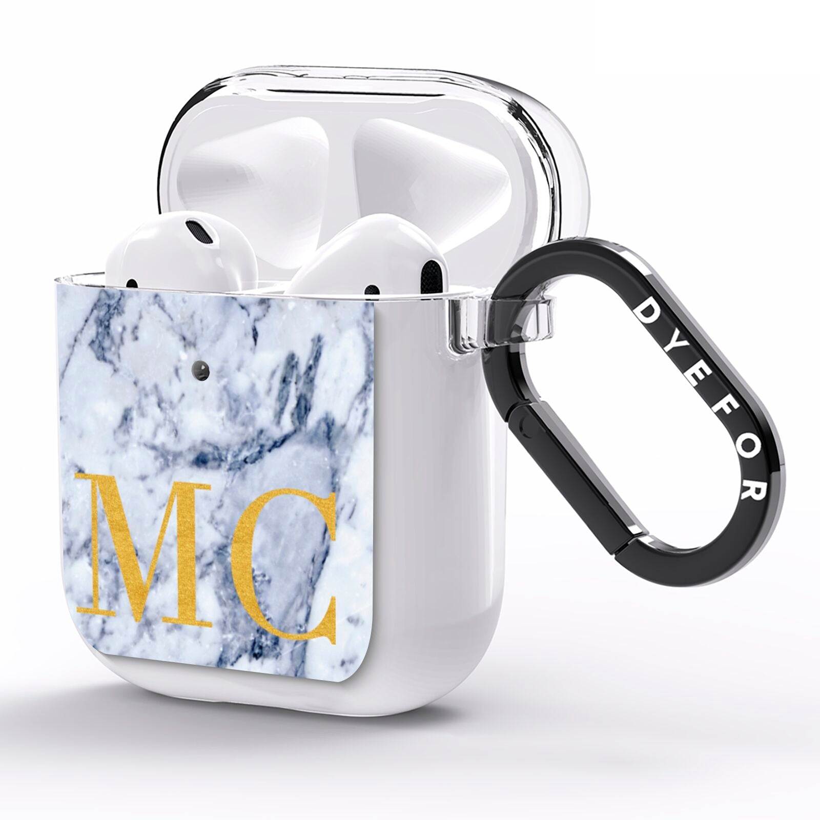 Marble Gold Initial Personalised AirPods Clear Case Side Image