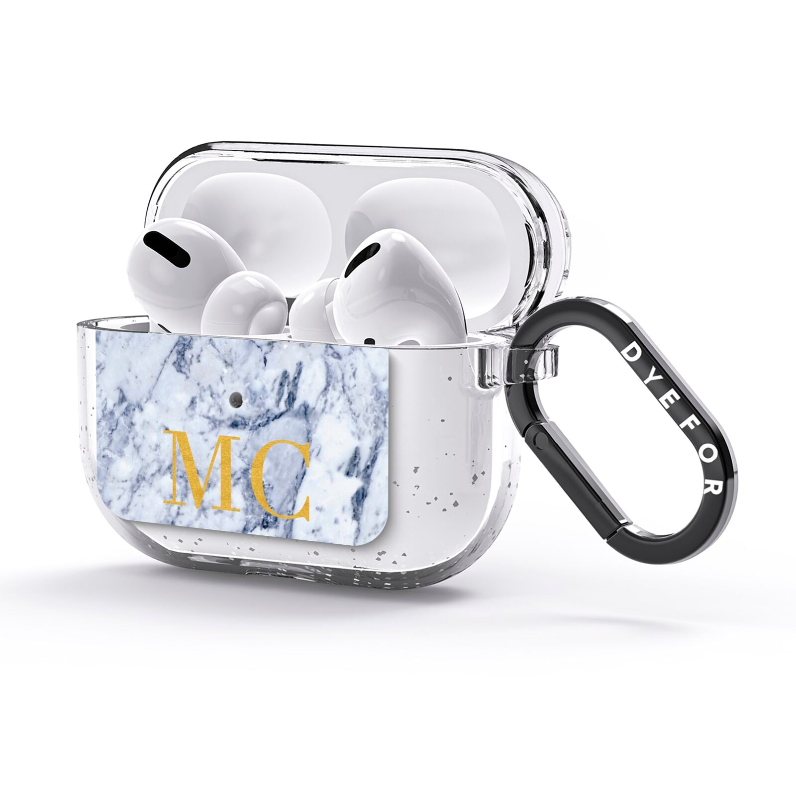 Marble Gold Initial Personalised AirPods Glitter Case 3rd Gen Side Image