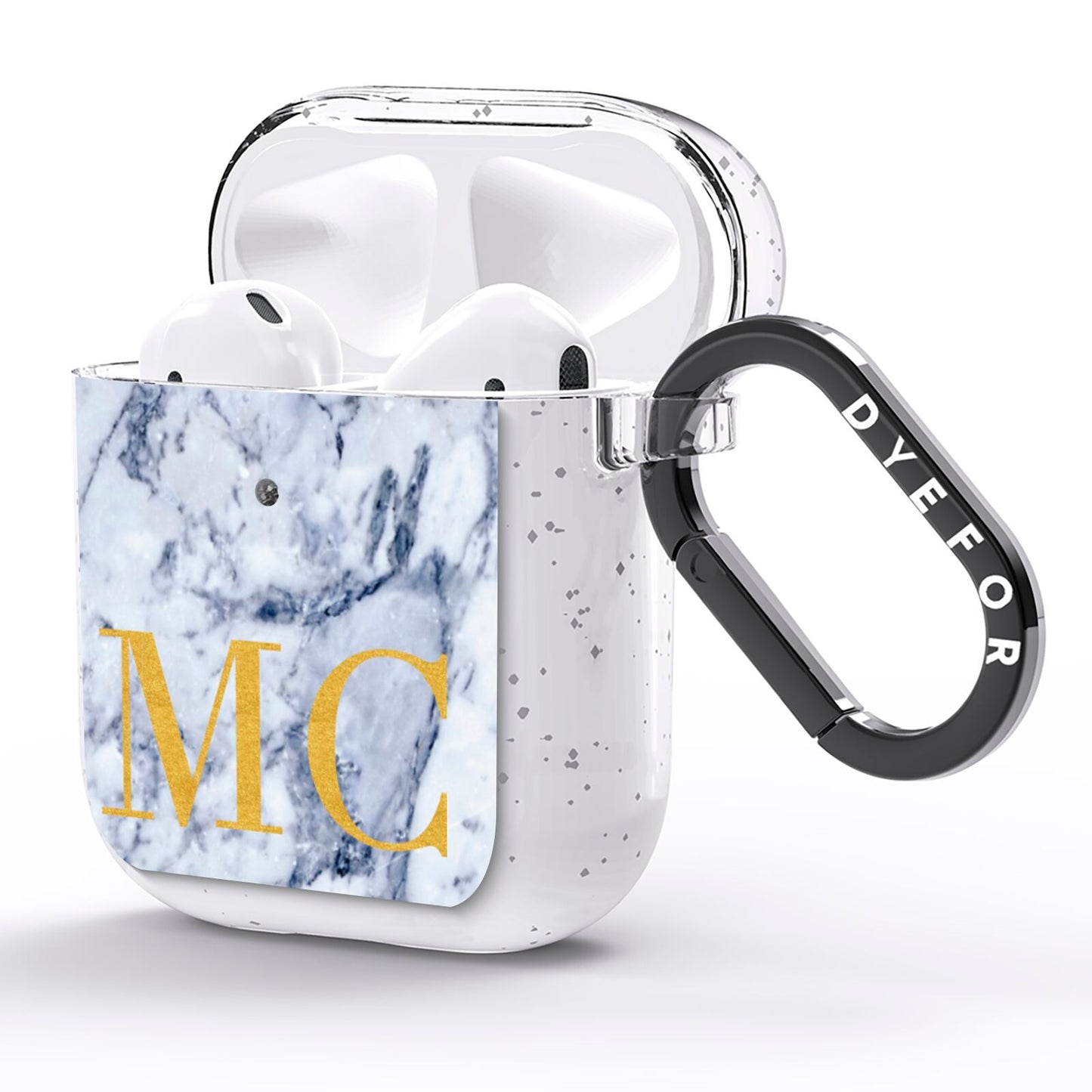 Marble Gold Initial Personalised AirPods Glitter Case Side Image