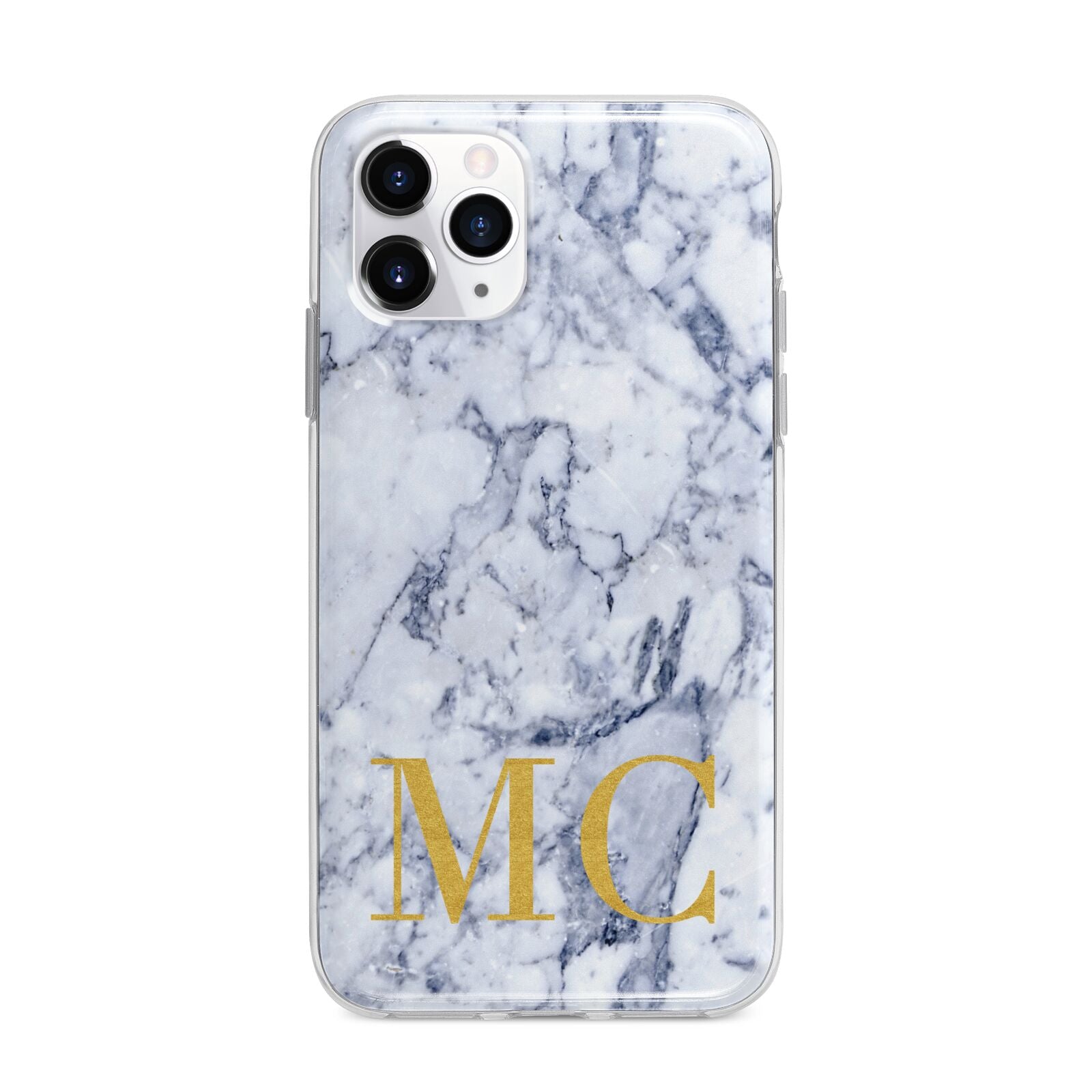 Marble Gold Initial Personalised Apple iPhone 11 Pro Max in Silver with Bumper Case