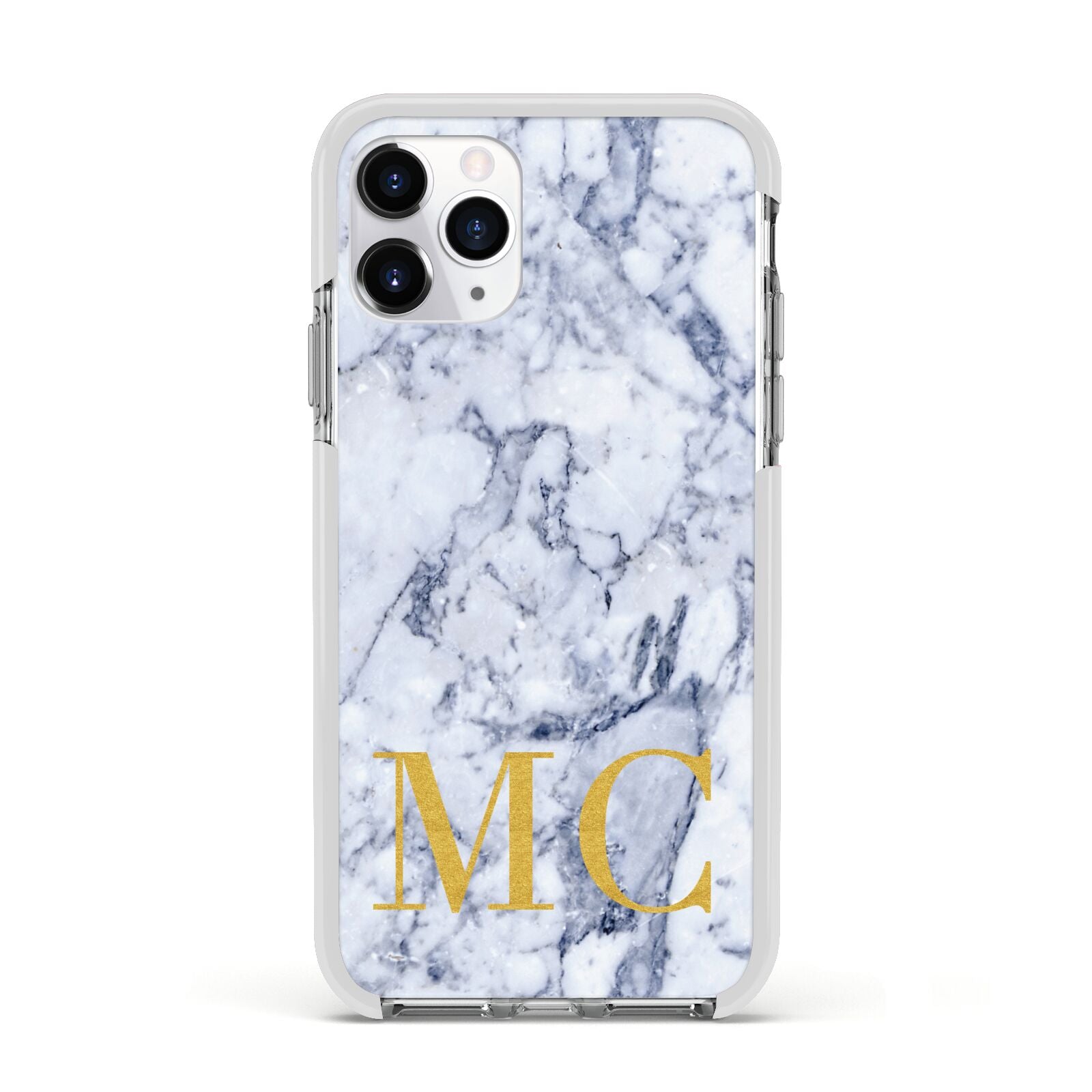 Marble Gold Initial Personalised Apple iPhone 11 Pro in Silver with White Impact Case