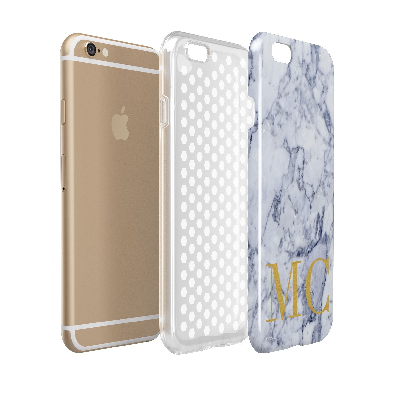 Marble Gold Initial Personalised Apple iPhone 6 3D Tough Case Expanded view