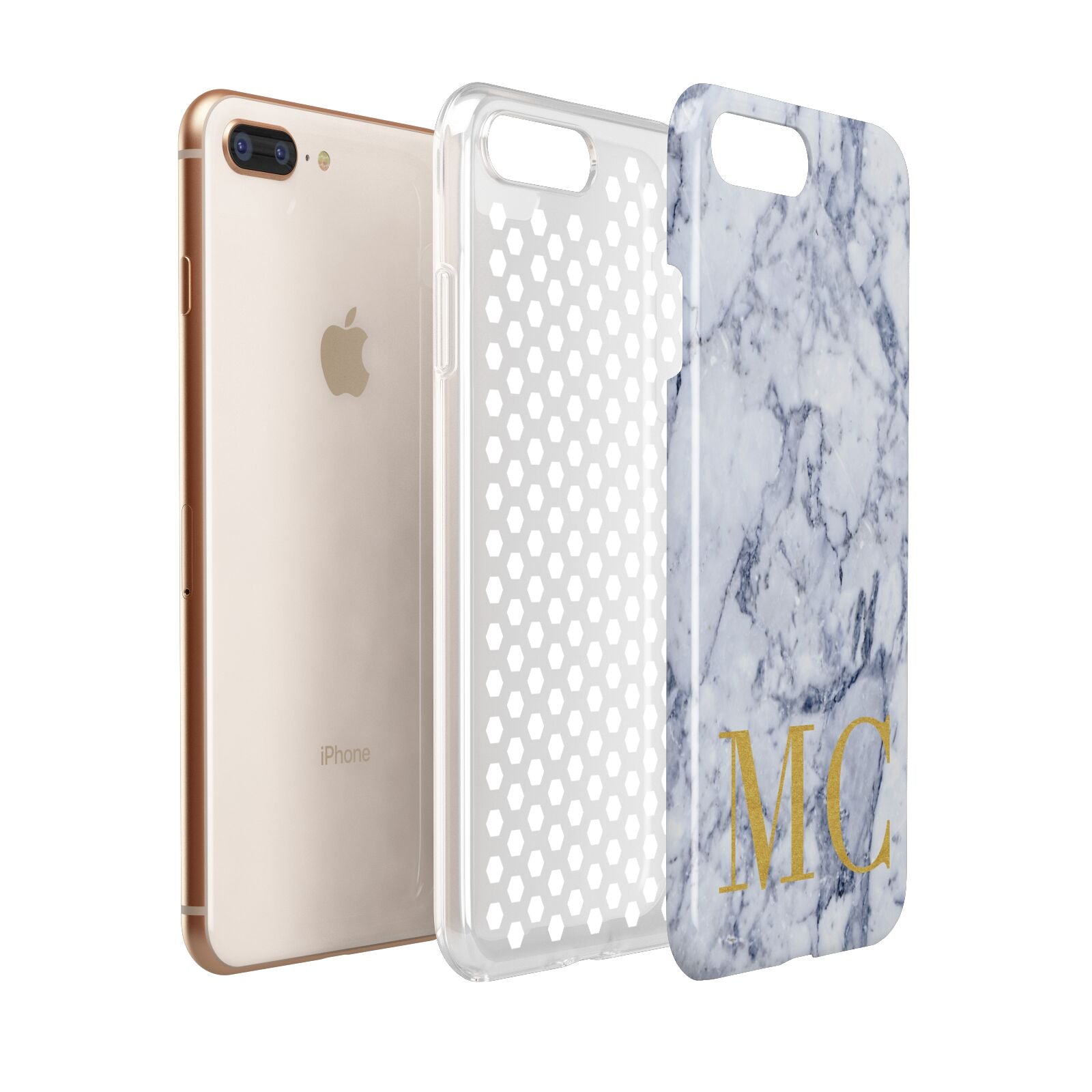 Marble Gold Initial Personalised Apple iPhone 7 8 Plus 3D Tough Case Expanded View
