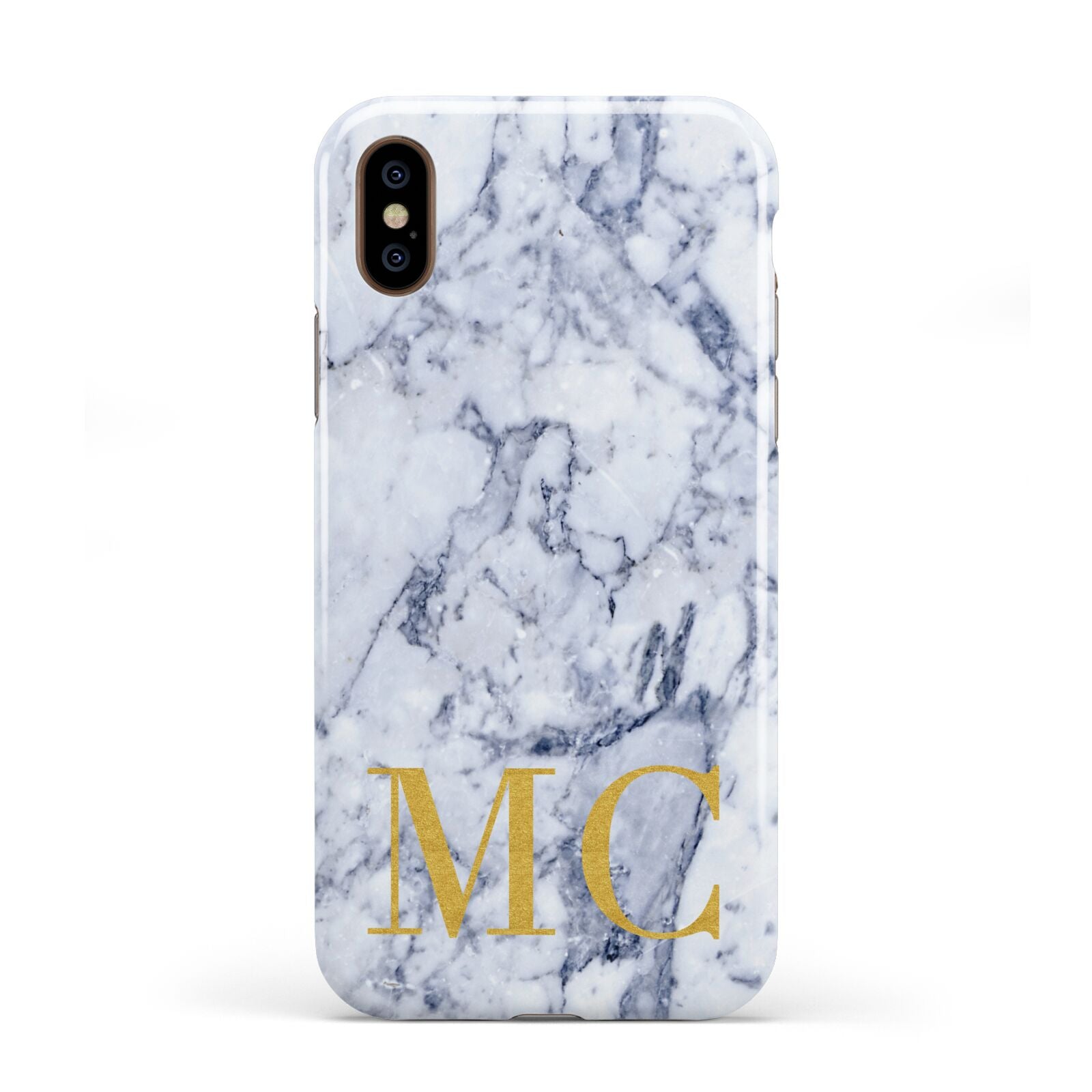 Marble Gold Initial Personalised Apple iPhone XS 3D Tough