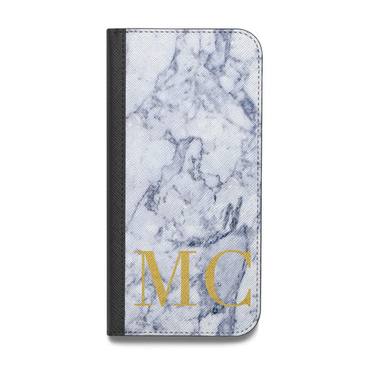 Marble Gold Initial Personalised Vegan Leather Flip iPhone Case