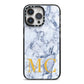 Marble Gold Initial Personalised iPhone 14 Pro Max Black Impact Case on Silver phone
