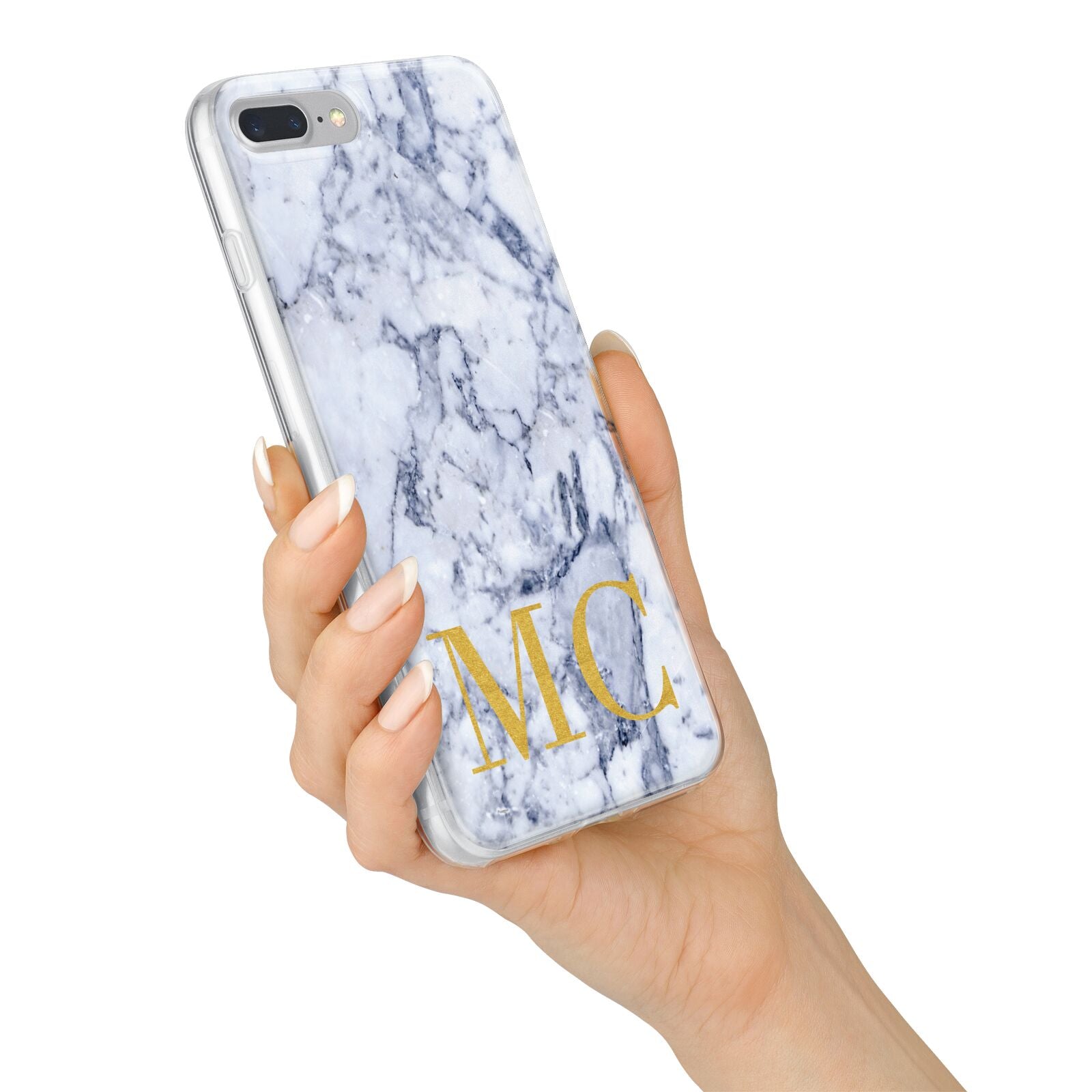 Marble Gold Initial Personalised iPhone 7 Plus Bumper Case on Silver iPhone Alternative Image