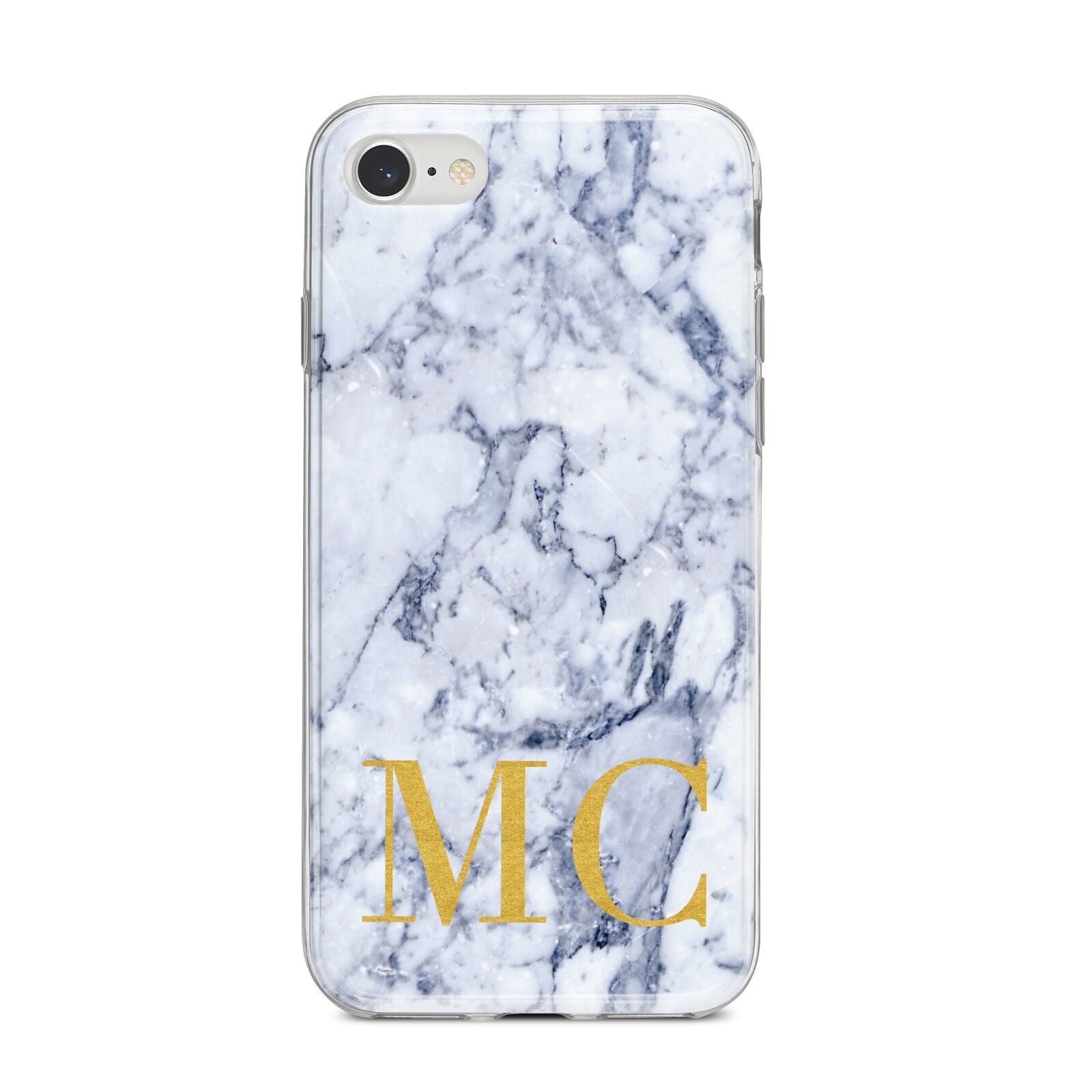 Marble Gold Initial Personalised iPhone 8 Bumper Case on Silver iPhone