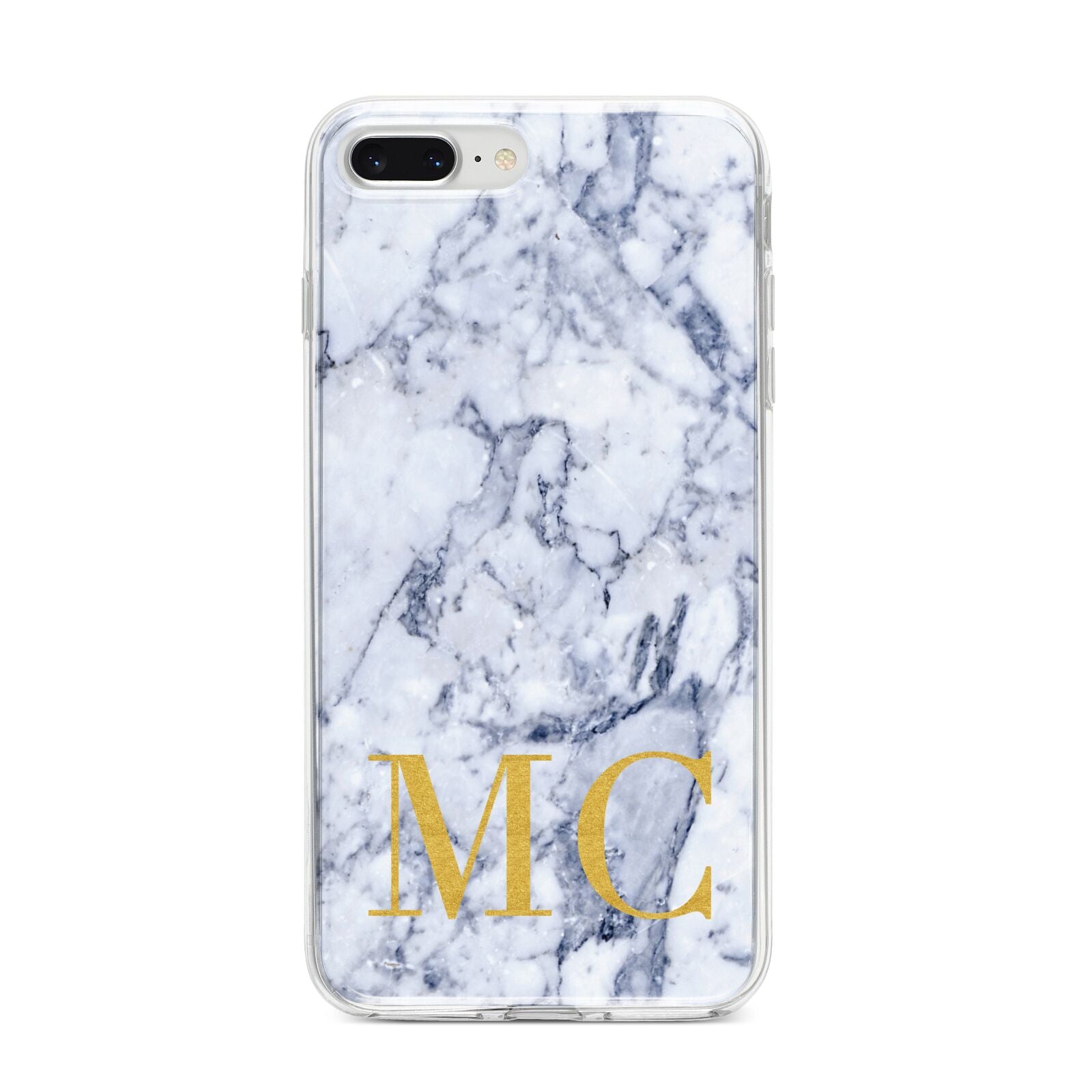 Marble Gold Initial Personalised iPhone 8 Plus Bumper Case on Silver iPhone