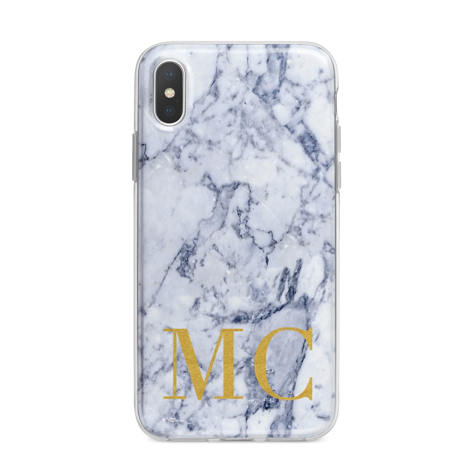 Marble Gold Initial Personalised iPhone X Bumper Case on Silver iPhone Alternative Image 1