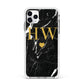 Marble Gold Initials Monogram Personalised Apple iPhone 11 Pro Max in Silver with White Impact Case