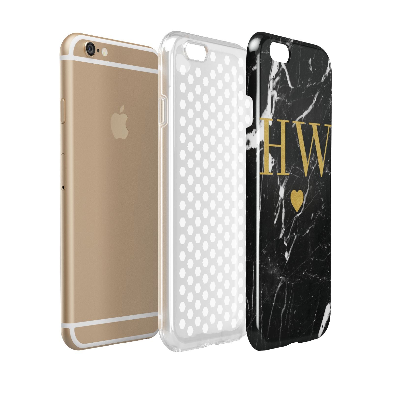 Marble Gold Initials Monogram Personalised Apple iPhone 6 3D Tough Case Expanded view