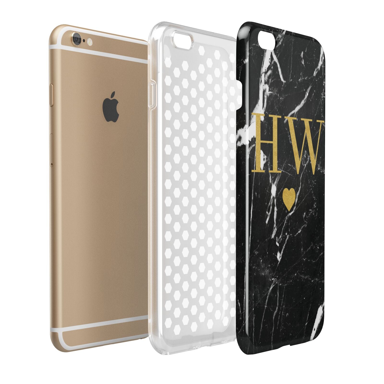 Marble Gold Initials Monogram Personalised Apple iPhone 6 Plus 3D Tough Case Expand Detail Image