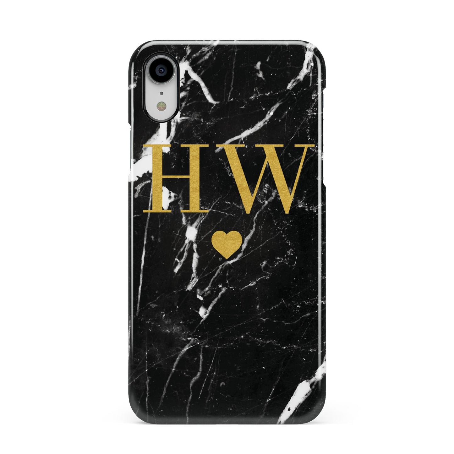 Marble Gold Initials Monogram Personalised Apple iPhone XR White 3D Snap Case