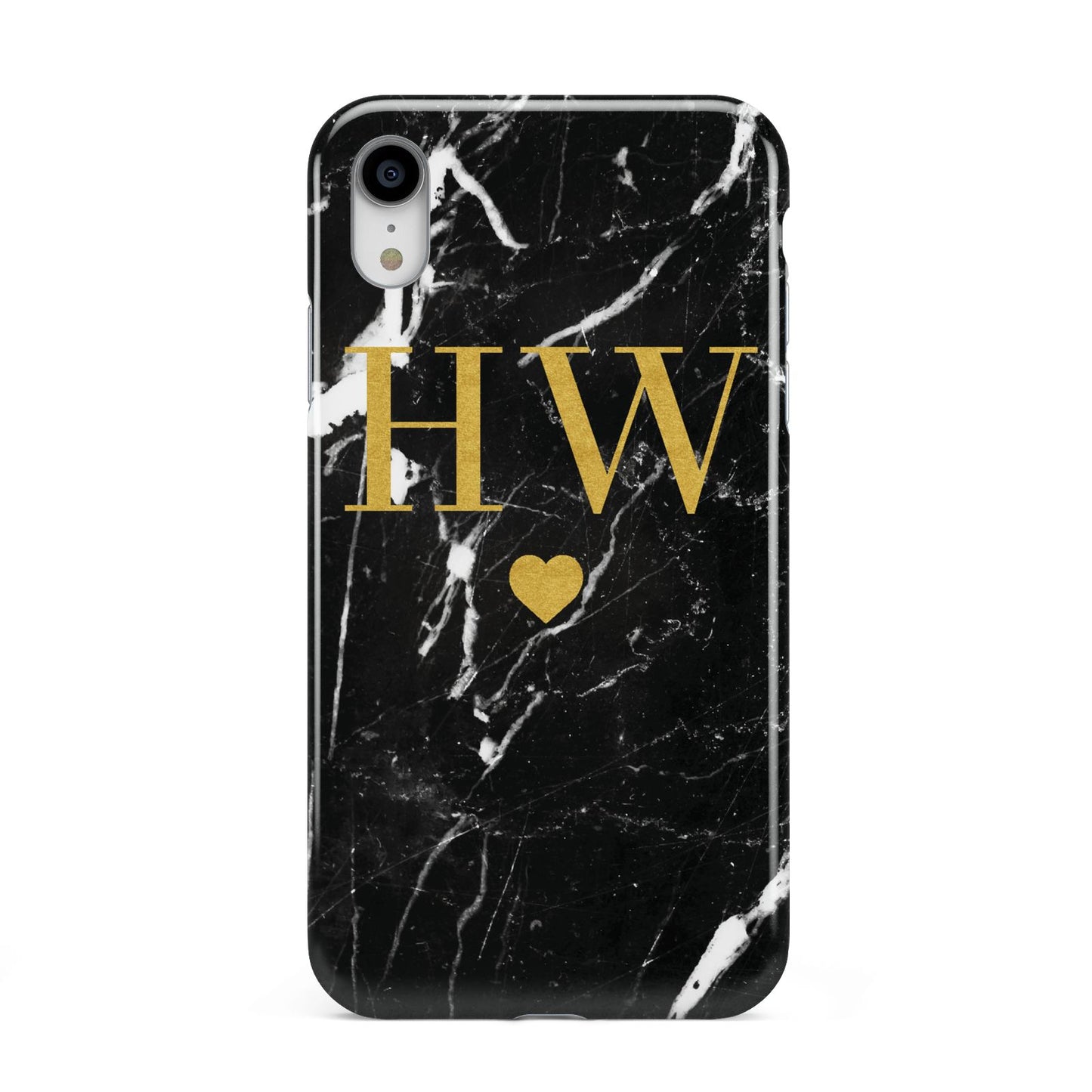Marble Gold Initials Monogram Personalised Apple iPhone XR White 3D Tough Case