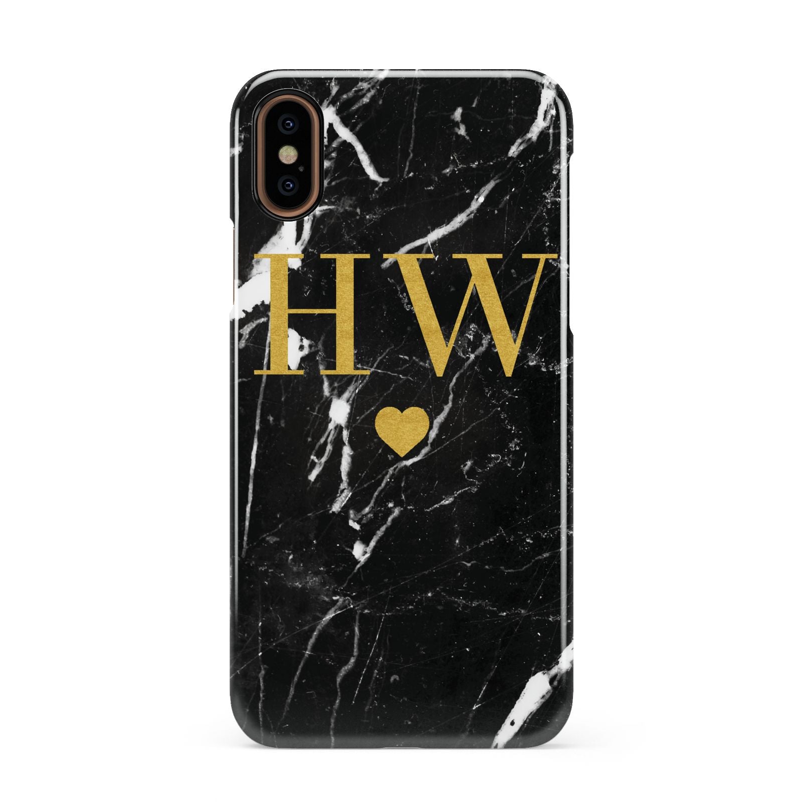 Marble Gold Initials Monogram Personalised Apple iPhone XS 3D Snap Case