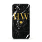 Marble Gold Initials Monogram Personalised Apple iPhone Xs Impact Case Black Edge on Black Phone