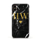Marble Gold Initials Monogram Personalised Apple iPhone Xs Impact Case Black Edge on Gold Phone