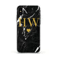 Marble Gold Initials Monogram Personalised Apple iPhone Xs Impact Case White Edge on Black Phone
