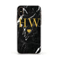 Marble Gold Initials Monogram Personalised Apple iPhone Xs Impact Case White Edge on Gold Phone