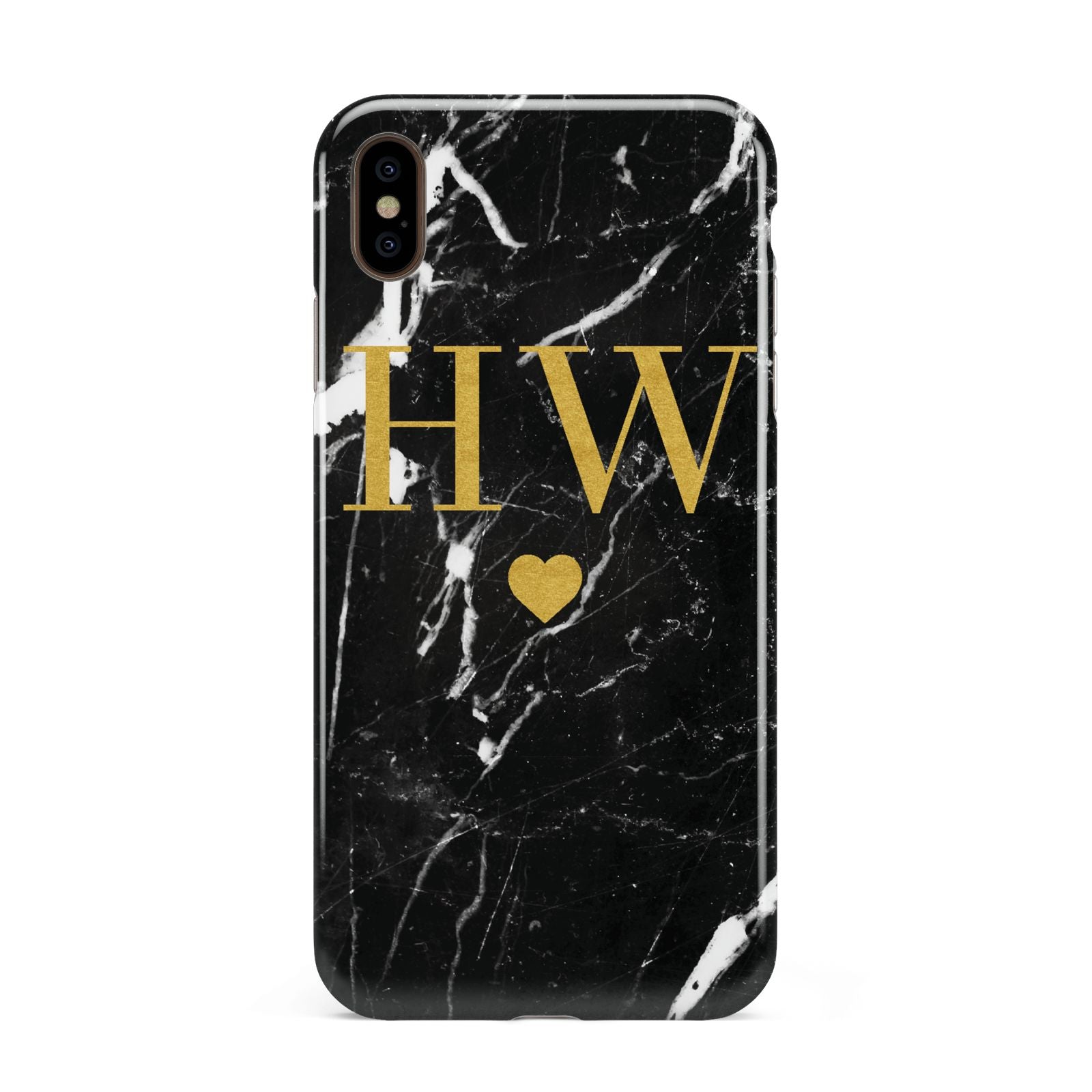 Marble Gold Initials Monogram Personalised Apple iPhone Xs Max 3D Tough Case