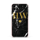 Marble Gold Initials Monogram Personalised Apple iPhone Xs Max Impact Case Pink Edge on Black Phone