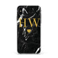 Marble Gold Initials Monogram Personalised Apple iPhone Xs Max Impact Case White Edge on Black Phone