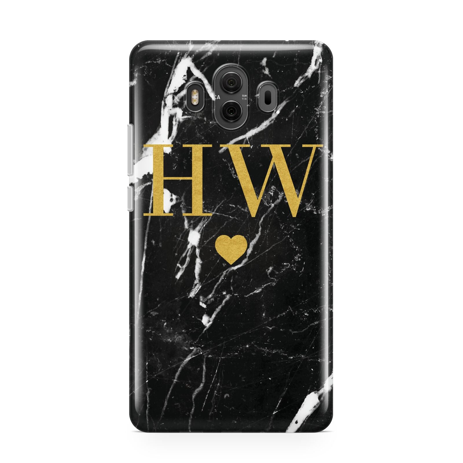Marble Gold Initials Monogram Personalised Huawei Mate 10 Protective Phone Case