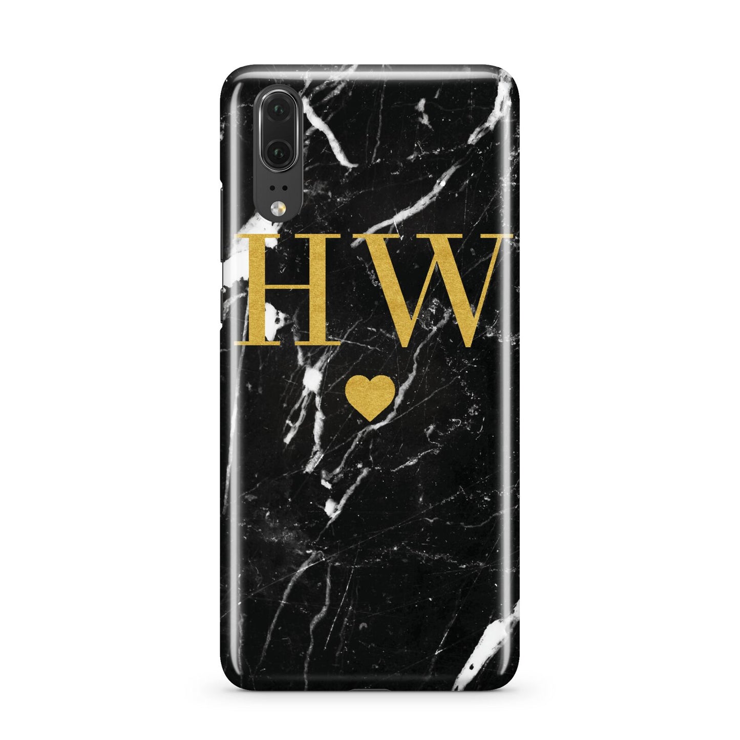 Marble Gold Initials Monogram Personalised Huawei P20 Phone Case