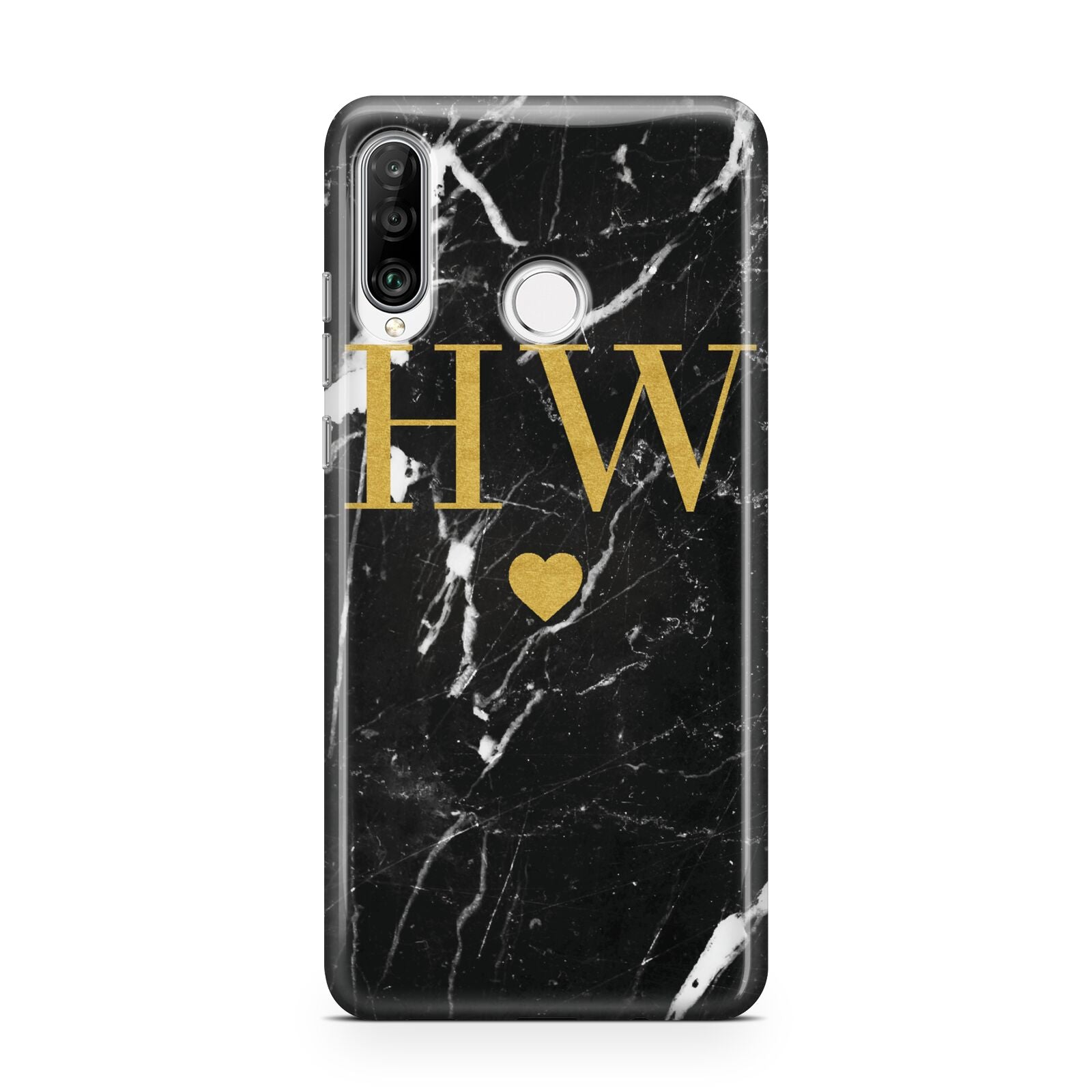 Marble Gold Initials Monogram Personalised Huawei P30 Lite Phone Case