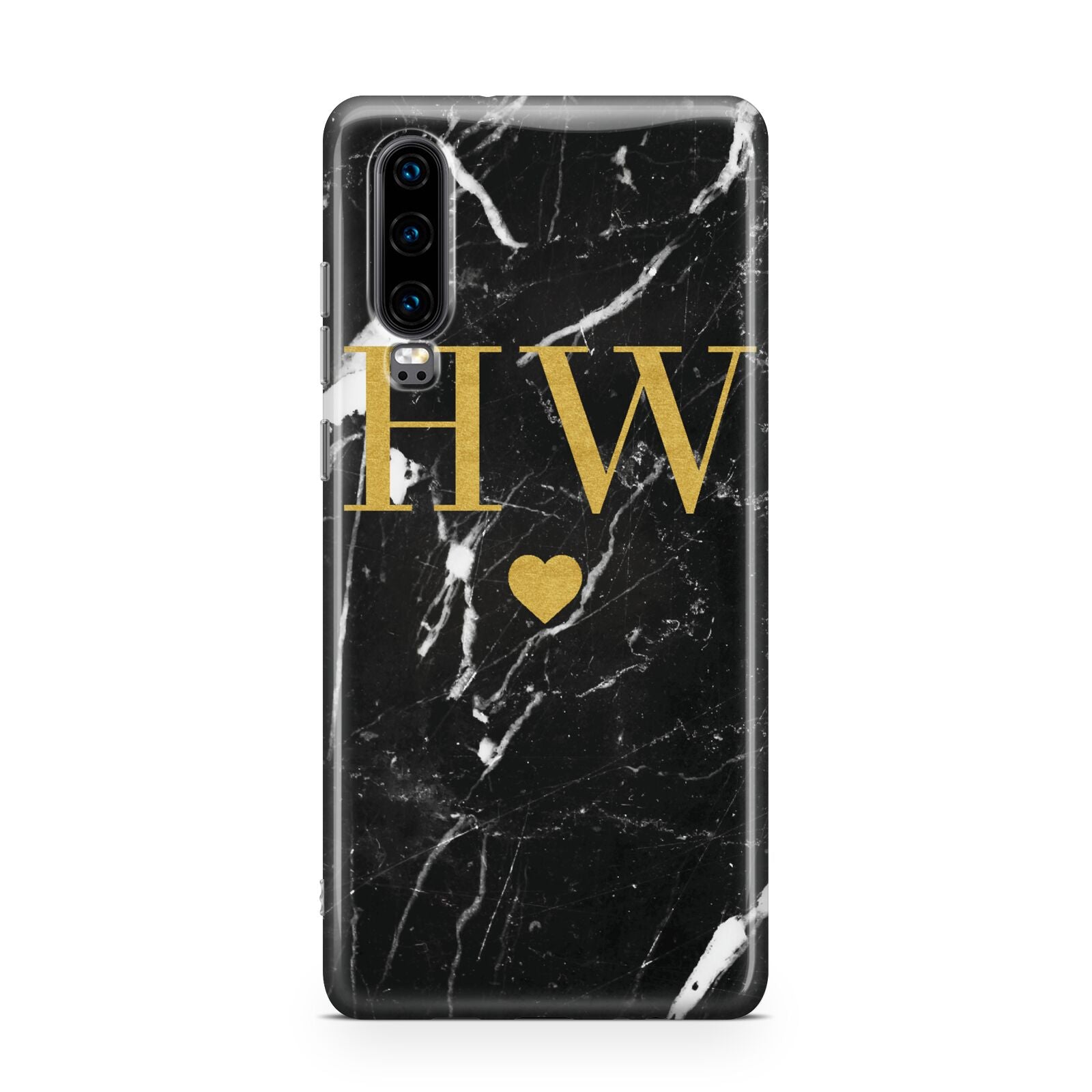 Marble Gold Initials Monogram Personalised Huawei P30 Phone Case