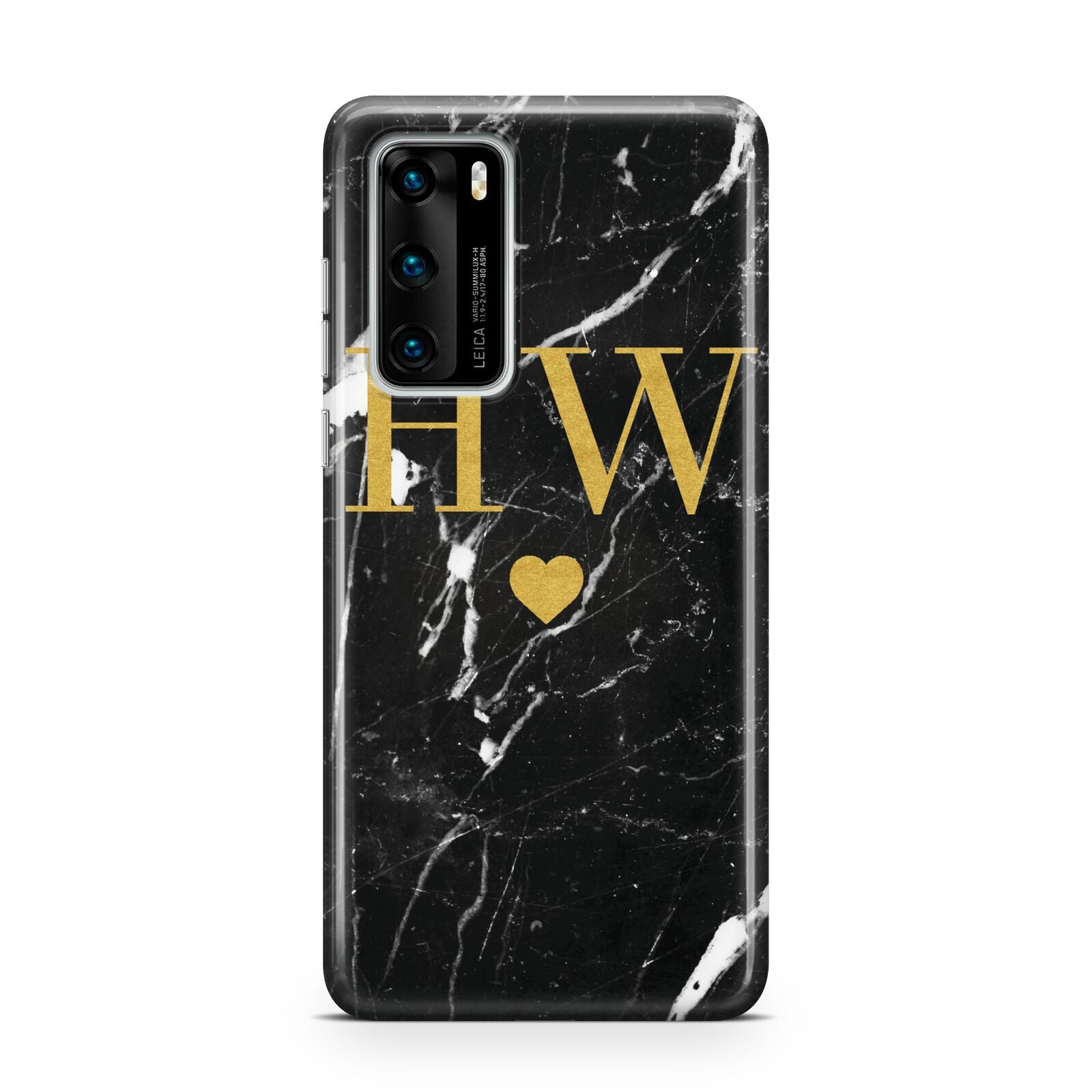Marble Gold Initials Monogram Personalised Huawei P40 Phone Case