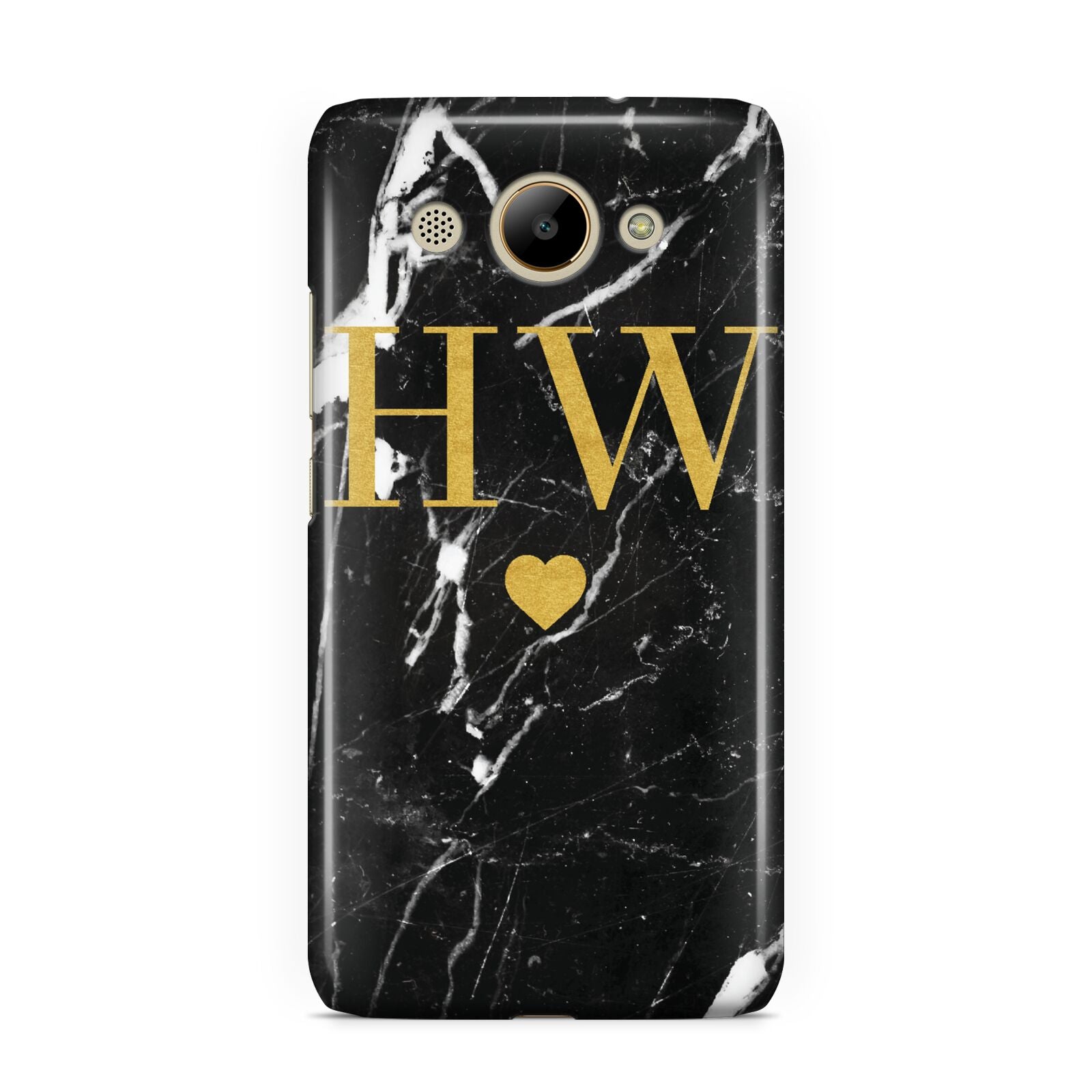 Marble Gold Initials Monogram Personalised Huawei Y3 2017