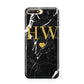 Marble Gold Initials Monogram Personalised Huawei Y6 2018