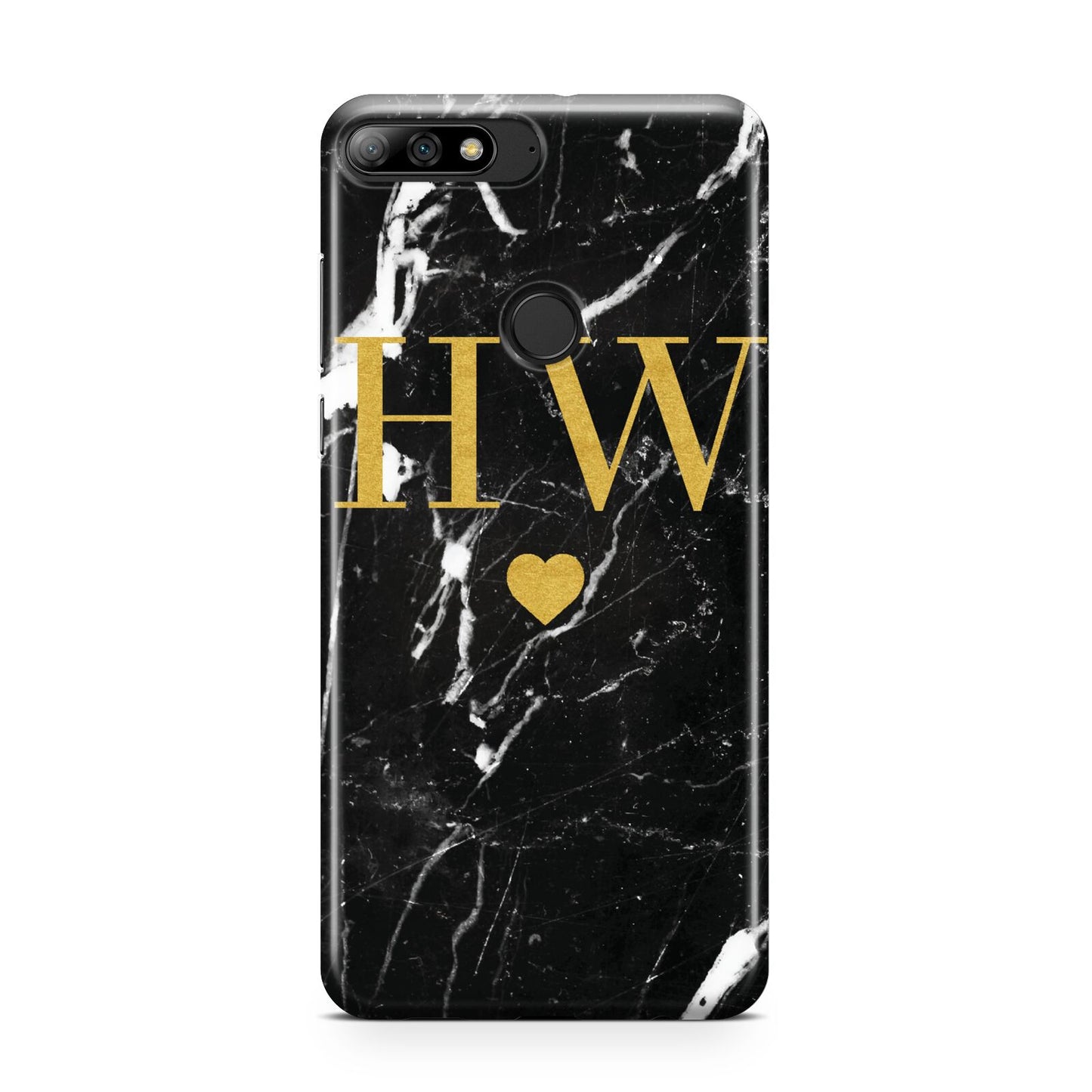 Marble Gold Initials Monogram Personalised Huawei Y7 2018