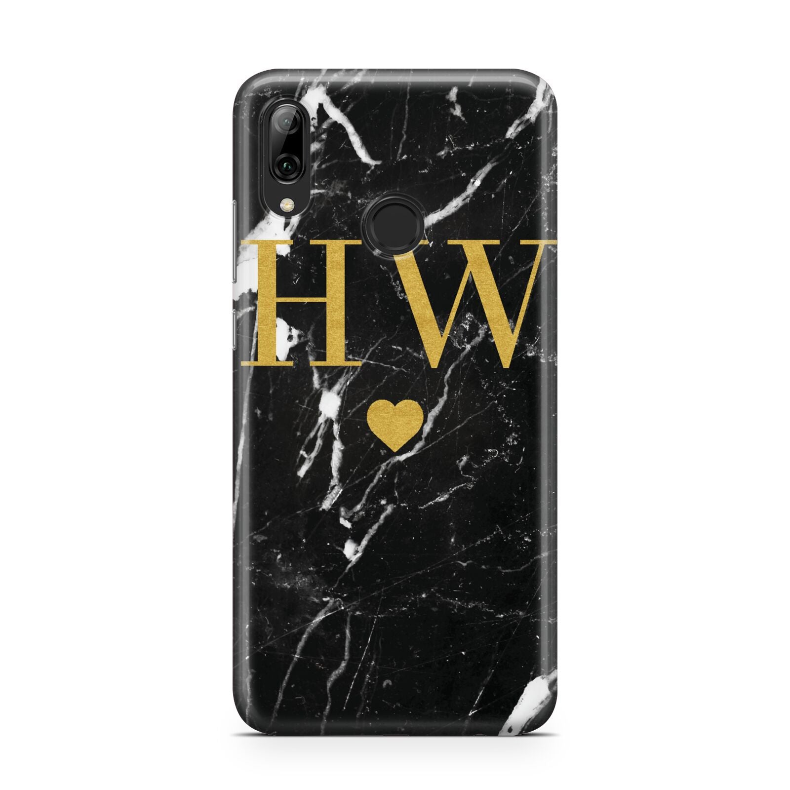 Marble Gold Initials Monogram Personalised Huawei Y7 2019