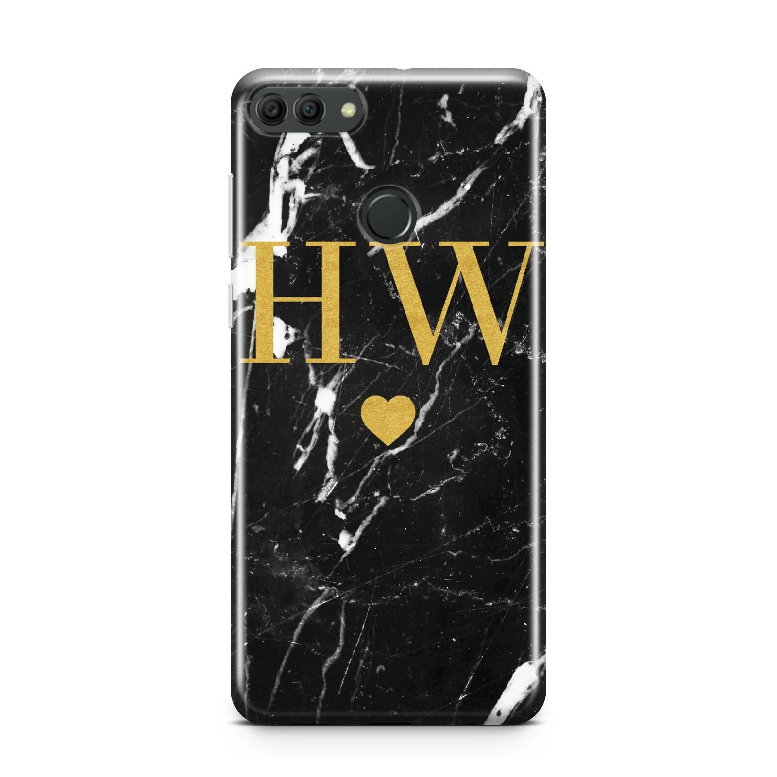 Marble Gold Initials Monogram Personalised Huawei Y9 2018
