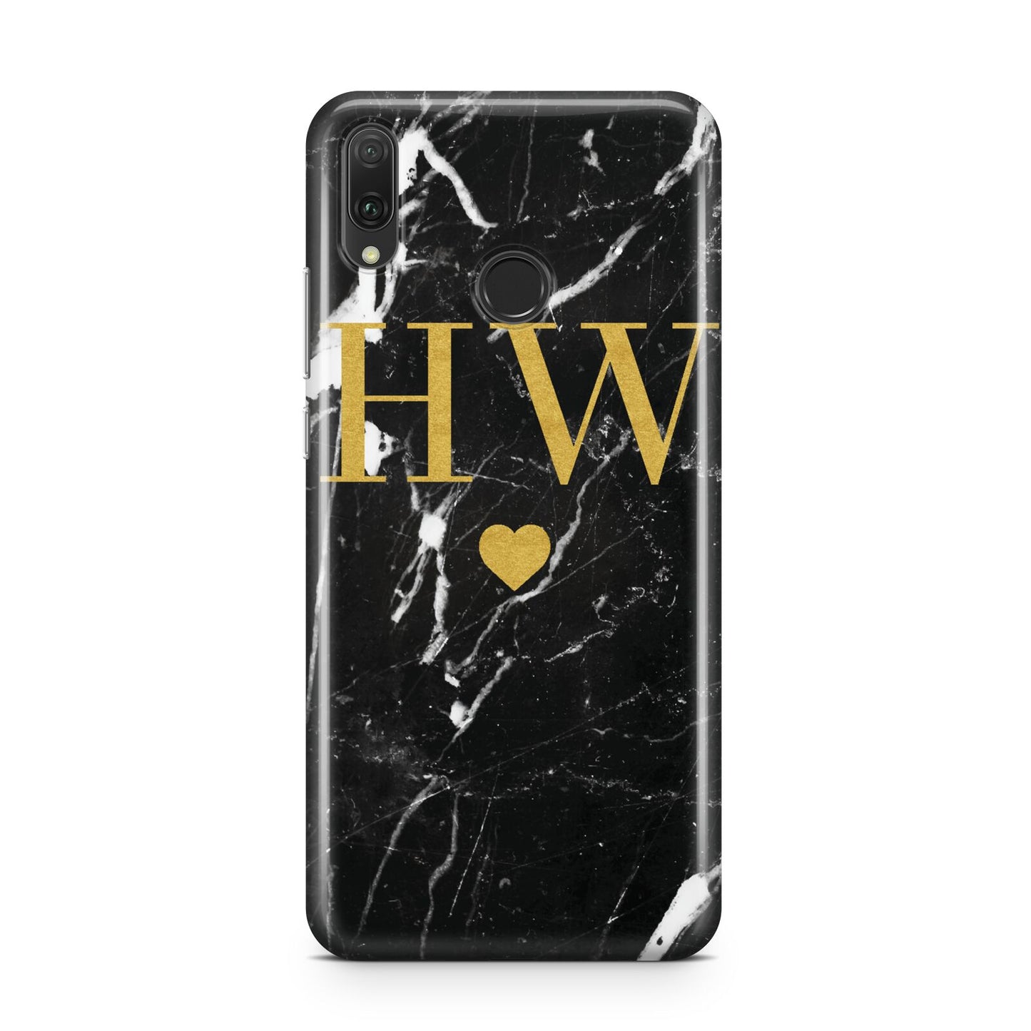 Marble Gold Initials Monogram Personalised Huawei Y9 2019