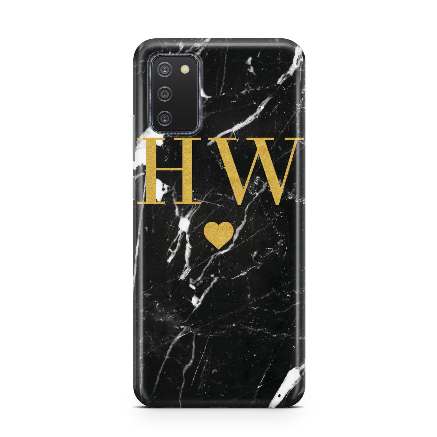Marble Gold Initials Monogram Personalised Samsung A02s Case