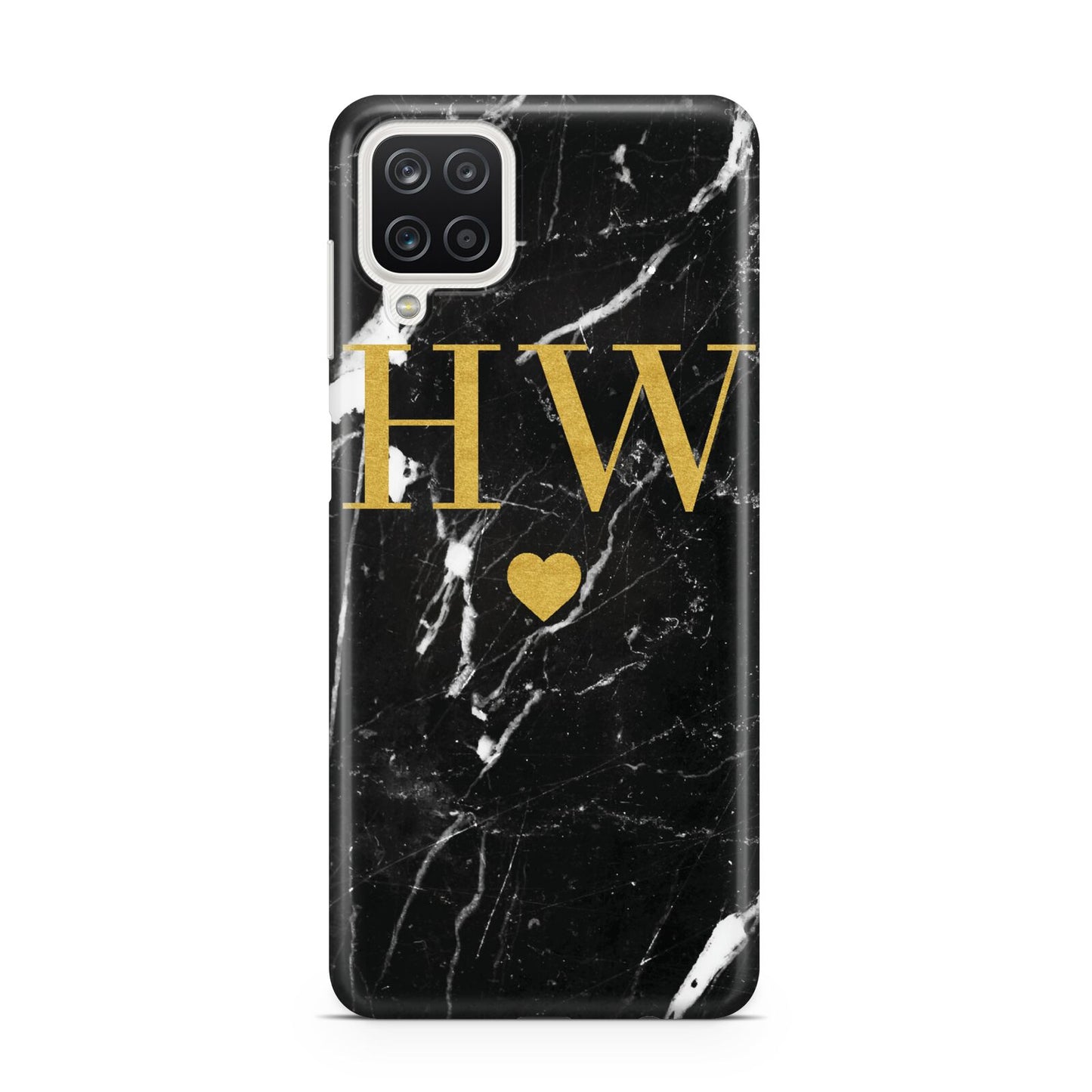 Marble Gold Initials Monogram Personalised Samsung A12 Case