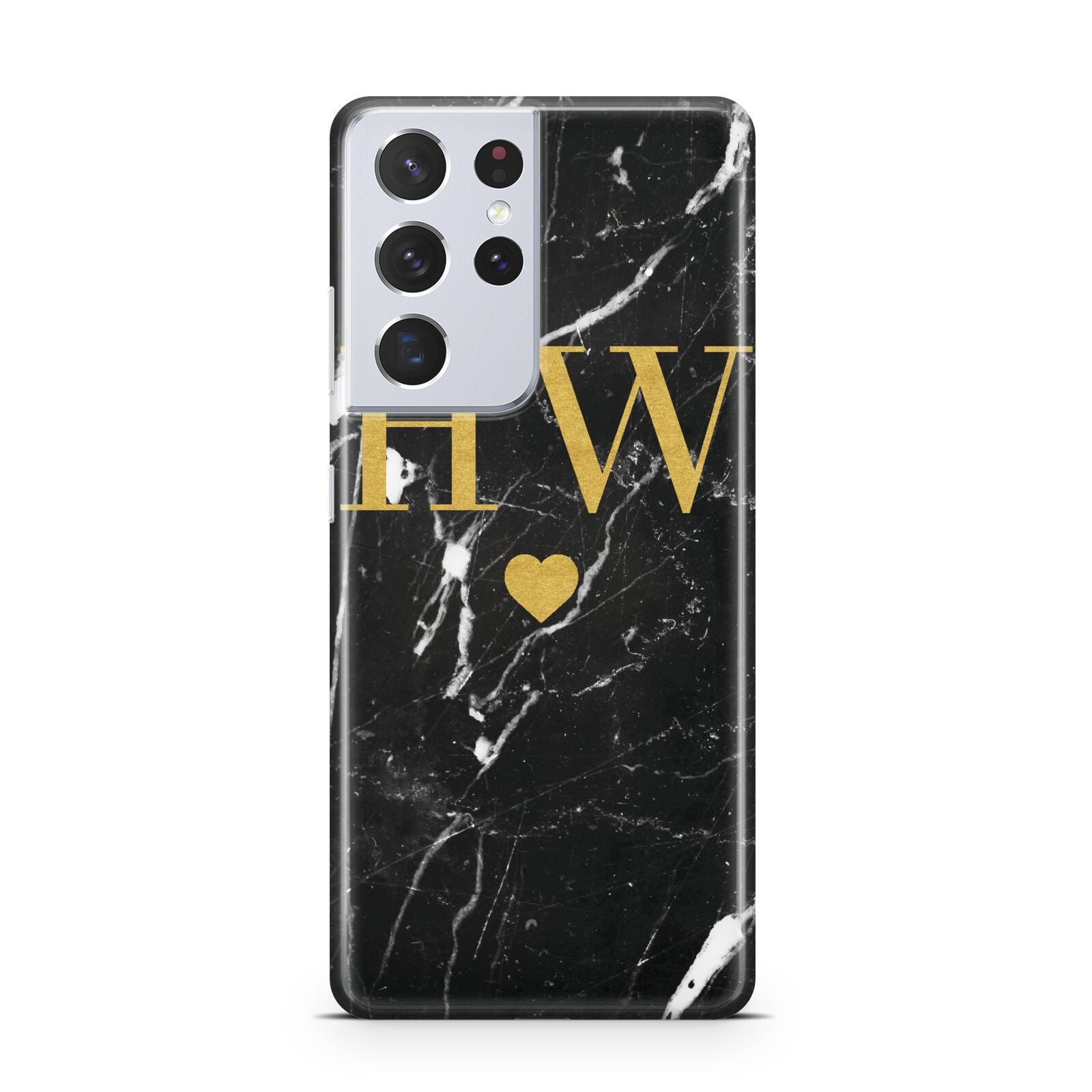 Marble Gold Initials Monogram Personalised Samsung S21 Ultra Case