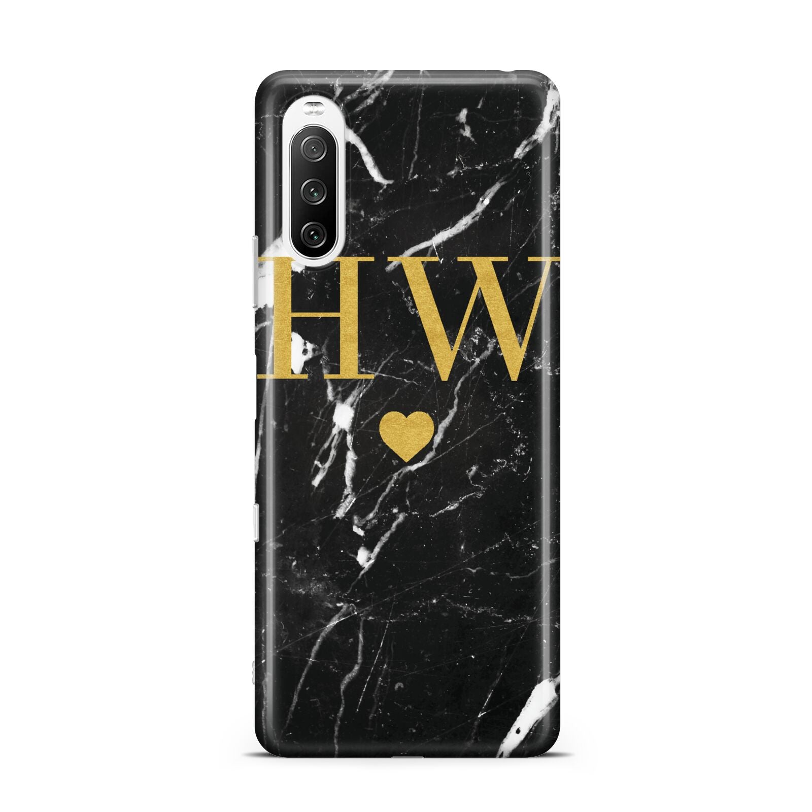 Marble Gold Initials Monogram Personalised Sony Xperia 10 III Case