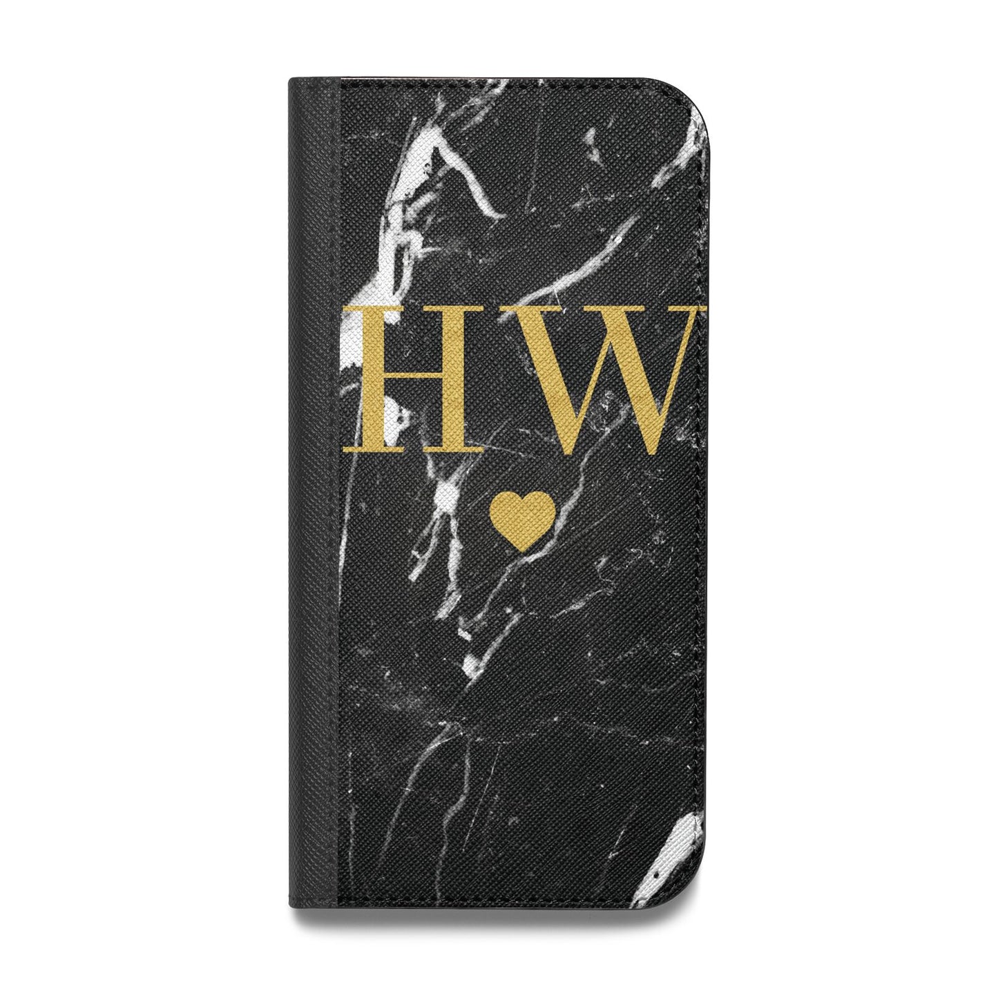 Marble Gold Initials Monogram Personalised Vegan Leather Flip Samsung Case