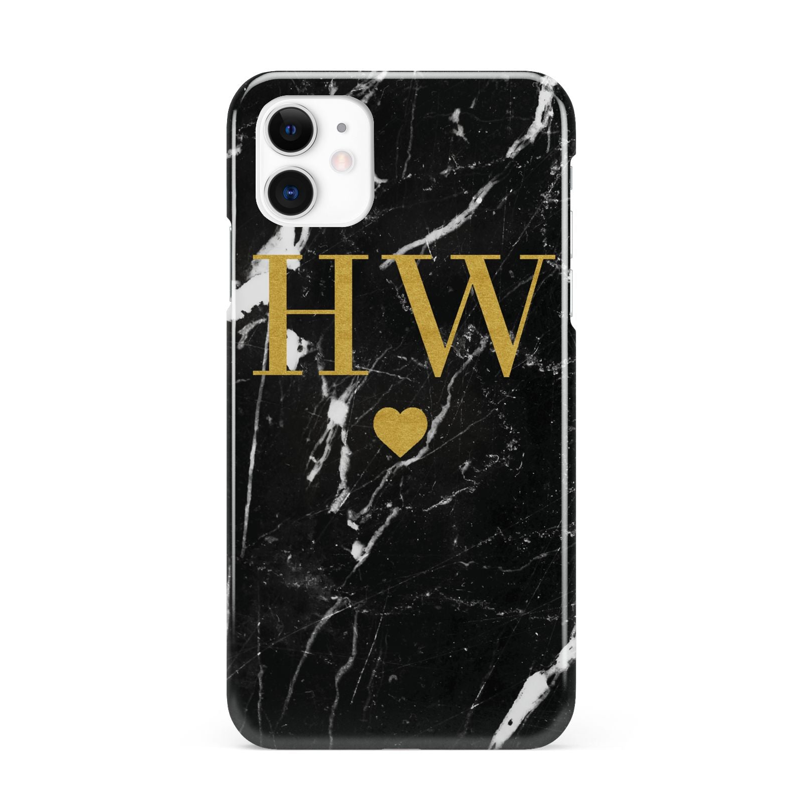 Marble Gold Initials Monogram Personalised iPhone 11 3D Snap Case